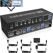 Amazon.co.jp: USB 3.0 HDMI デュアル モニター KVMスイッチ 2ポート